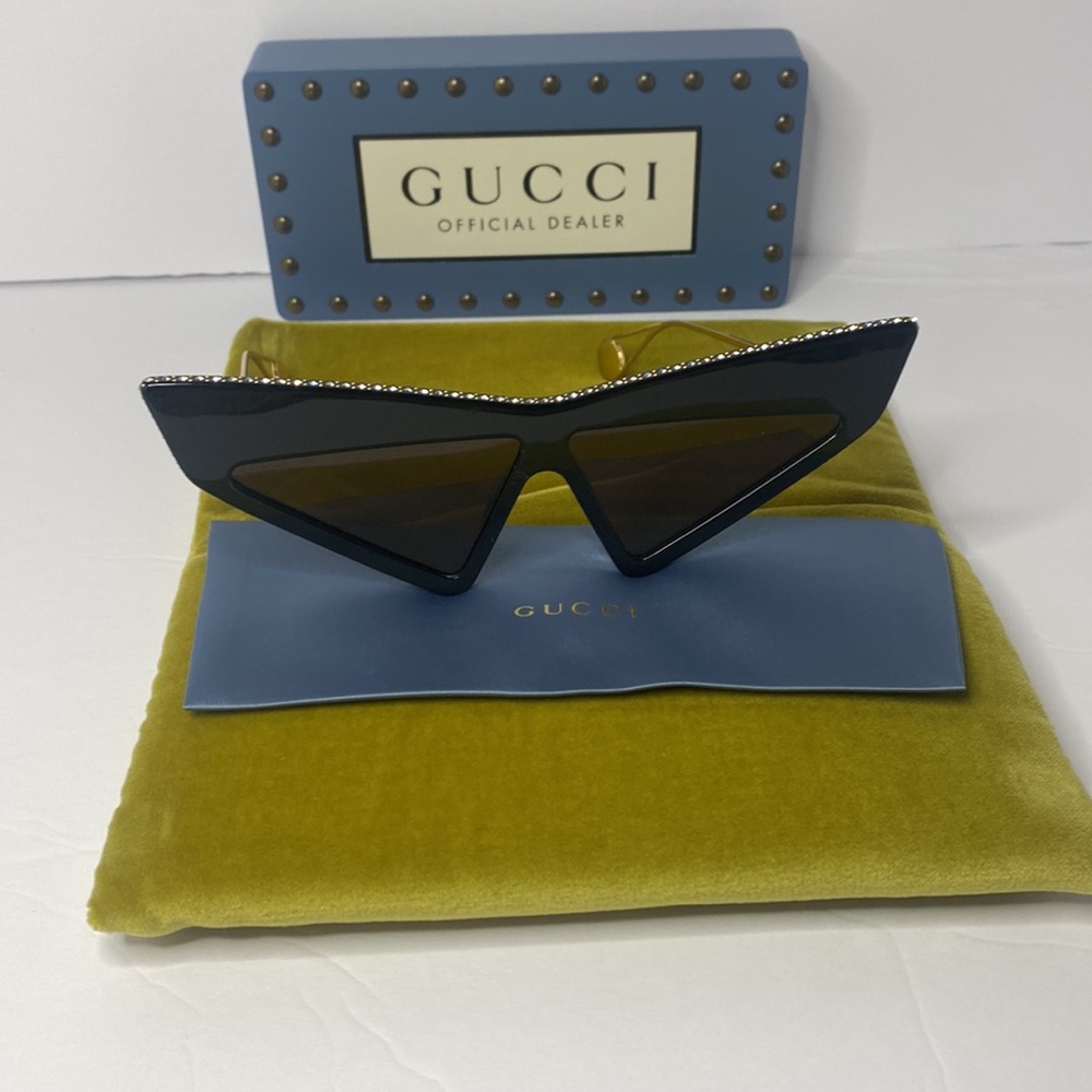 New - GUCCI Geometric Crystal Sunglasses GG0430S Black - Picture 14 of 16